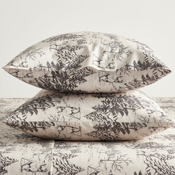 2 Pottery Barn Pillowcases Set Rustic Forest Percale Covers King Sz 20 x 36 NEW - Picture 1 of 5